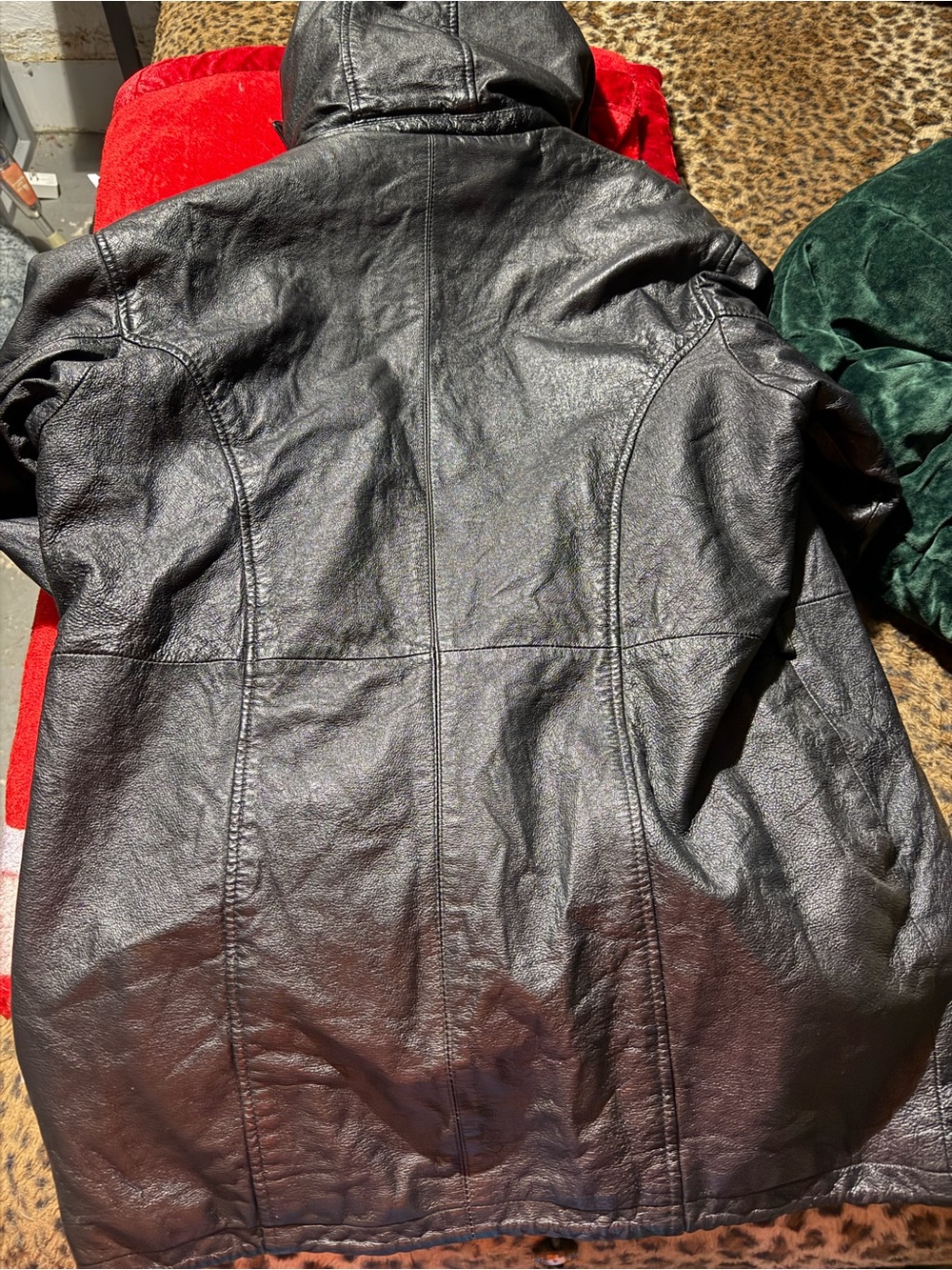 Black Leather Hooded Jacket
